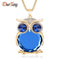 DuoTang High Quality Vintage Necklaces Zinc Alloy Crystal Jewelry Owl Necklace Pendant Long Popcorn Chain Necklace For Women-Gold Blue-JadeMoghul Inc.
