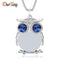 DuoTang High Quality Vintage Necklaces Zinc Alloy Crystal Jewelry Owl Necklace Pendant Long Popcorn Chain Necklace For Women-Silver Opal-JadeMoghul Inc.