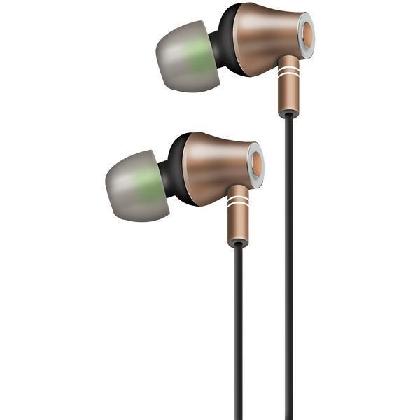 E10 Metallic In-Ear Stereo Earbuds with Microphone (Gold)-Headphones & Headsets-JadeMoghul Inc.