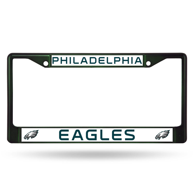 Cute License Plate Frames Eagles Dark Green Colored Chrome Frame