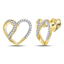 10kt Yellow Gold Women's Diamond Heart Stud Earrings-Earrings-JadeMoghul Inc.