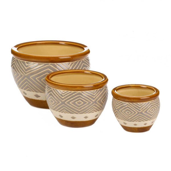 Cheap Home Decor Earth Tone Trim Planter Trio