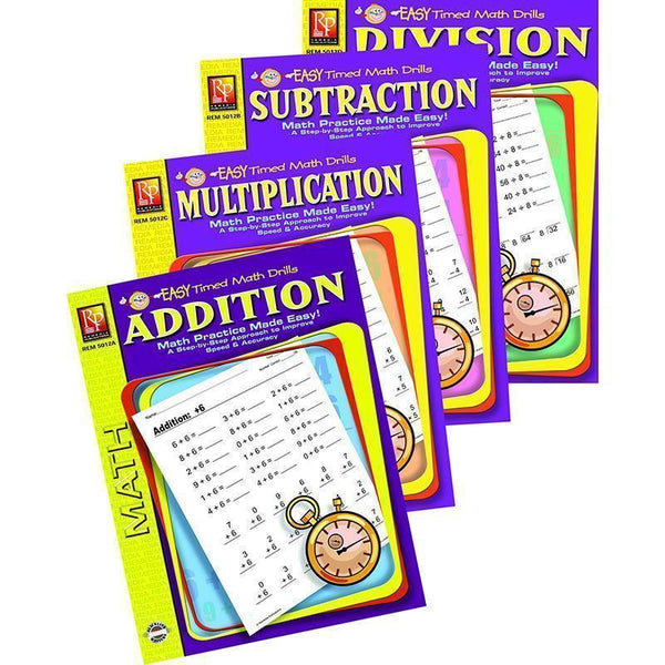 EASY TIMED MATH DRILLS 4 BOOK SET-Learning Materials-JadeMoghul Inc.