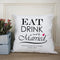Christmas Present Ideas Eat Drink and be Married Couple Cushion Cover