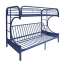 Eclipse Twin Xl Over Queen Futon Metal Bunk Bed with Guardrails, Blue-Bedroom Sets-Blue-Metal-JadeMoghul Inc.