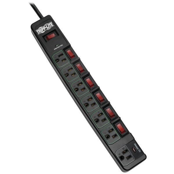 ECO-Surge(TM) 7-Outlet Surge Protector with 6 Individually Controlled Outlets, 6ft Cord-Surge Protectors-JadeMoghul Inc.