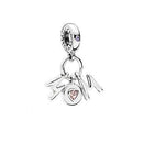 EDELL 100% 925 Sterling Silver New Heart Shape Mother's Day Series Happy Rose Gold Rainbow Pendant DIY Gift Necklace-Red-JadeMoghul Inc.