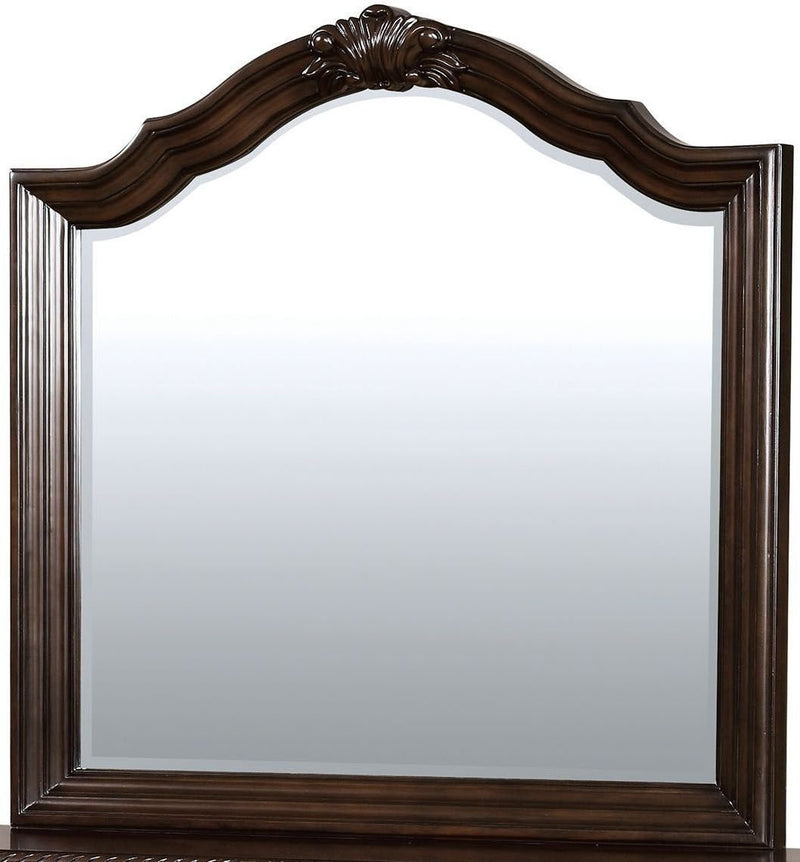Edinburgh Traditional Style Mirror In Brown Cherry Finish-Makeup Mirrors-Brown Cherry-Solid Wood Wood Veneer & Others-JadeMoghul Inc.
