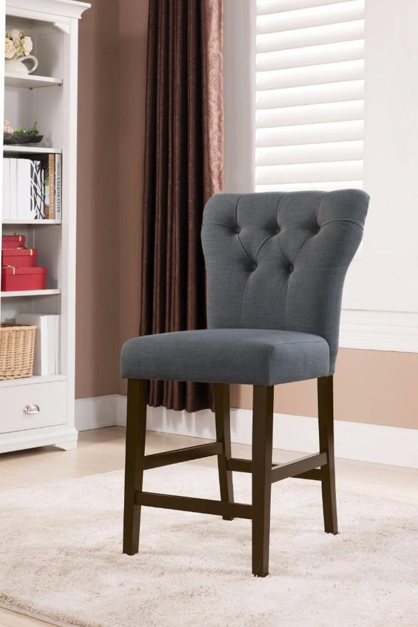 Effie Counter Height Chair Gray, Set of 2-Armchairs and Accent Chairs-Gray-Linen Fabric Wood Foam-JadeMoghul Inc.