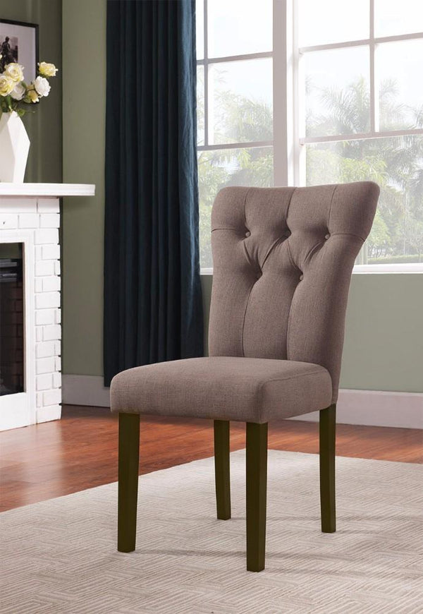 Effie Side Chair, Light Brown, Set of 2-Armchairs and Accent Chairs-Brown-Linen Fabric Wood Foam-JadeMoghul Inc.
