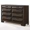 Eight Drawers Wooden Dresser with Beveled Drawer Fronts, Espresso Brown-Bedroom Furniture-Brown-Wood And Metal-JadeMoghul Inc.