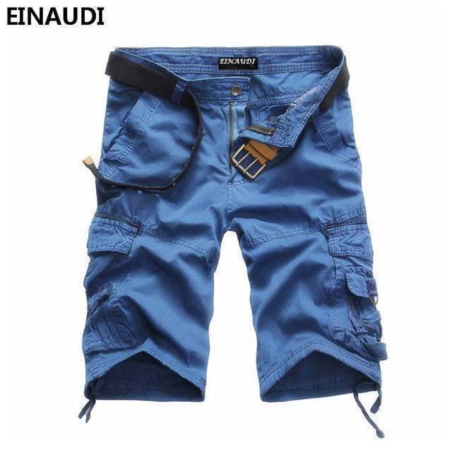EINAUDI New England Style Men Summer Short Pants Knee Length Military Cargo Camouflage Shorts Loose Bermuda Trousers 5497-blue-34-JadeMoghul Inc.