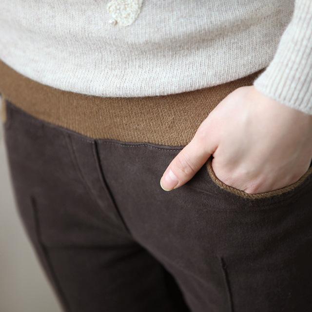 Elastic Waist Stretchable Cotton Pants-Coffe-S-JadeMoghul Inc.