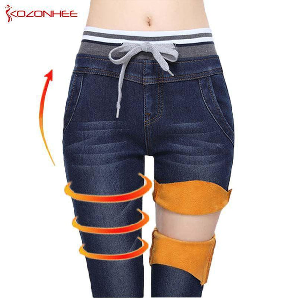 Elastic Waist Stretchy Denim Pants-BLACK-XXXL-JadeMoghul Inc.