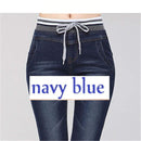 Elastic Waist Stretchy Denim Pants-navy blue-XXXL-JadeMoghul Inc.