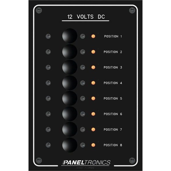 Electrical Panels Paneltronics Standard Panel - DC 8 Position Circuit Breaker w/LEDs [9972208B] Paneltronics