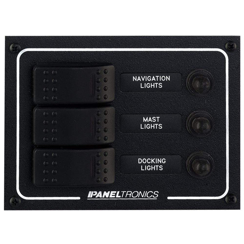 Electrical Panels Paneltronics Waterproof DC 3 Position Lighted Rocker & CB [9960019B] Paneltronics
