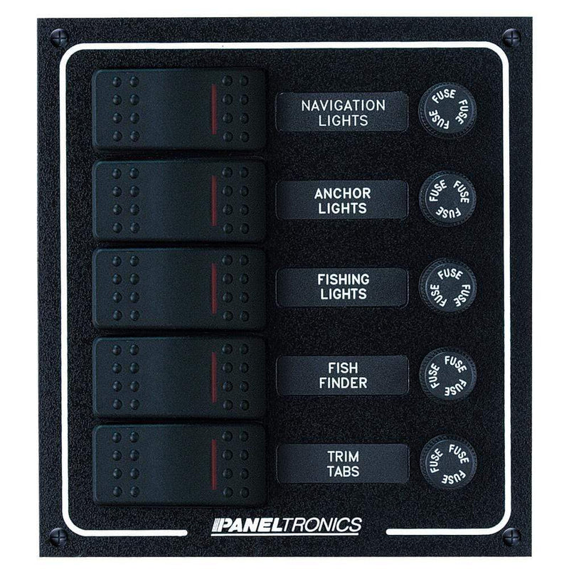 Electrical Panels Paneltronics Waterproof DC 5 Position Lighted Rocker & Fuse [9960007B] Paneltronics
