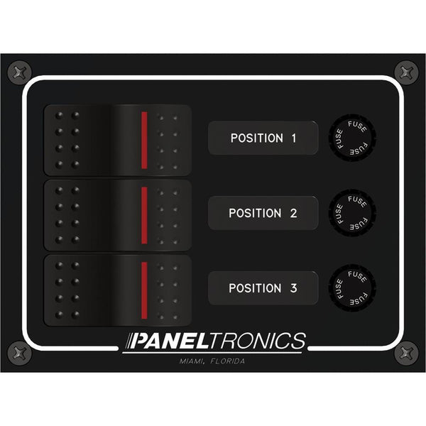 Electrical Panels Paneltronics Waterproof Panel - DC 3-Position Illuminated Rocker Switch & Fuse [9960014B] Paneltronics