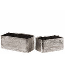 Electroplated Ceramic Rectangular Planter Set of Two- Silver- Benzara-Planters-Silver-Ceramic-JadeMoghul Inc.