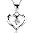 Elegant 925 Sterling Silver Cubic Zirconia CZ Hollow Heart Pendant Necklace Colllar Women Wedding Anniversary Jewelry--JadeMoghul Inc.