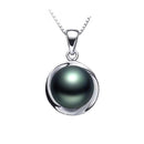 Elegant 925 sterling silver pendant necklace fashion natural freshwater pearl jewelry for women white/pink/purple-Black-JadeMoghul Inc.