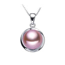 Elegant 925 sterling silver pendant necklace fashion natural freshwater pearl jewelry for women white/pink/purple-Purple-JadeMoghul Inc.