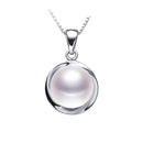 Elegant 925 sterling silver pendant necklace fashion natural freshwater pearl jewelry for women white/pink/purple-White-JadeMoghul Inc.
