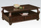 Elegant Coffee Table With 2 Drawers , Walnut Brown-Coffee Tables-Walnut Brown-Poplar & Basswood Ven.-JadeMoghul Inc.