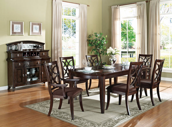 Elegant Dining Table, Dark Walnut Brown-Dining Tables-Brown-Poplar Wood Basswood Veneer-JadeMoghul Inc.