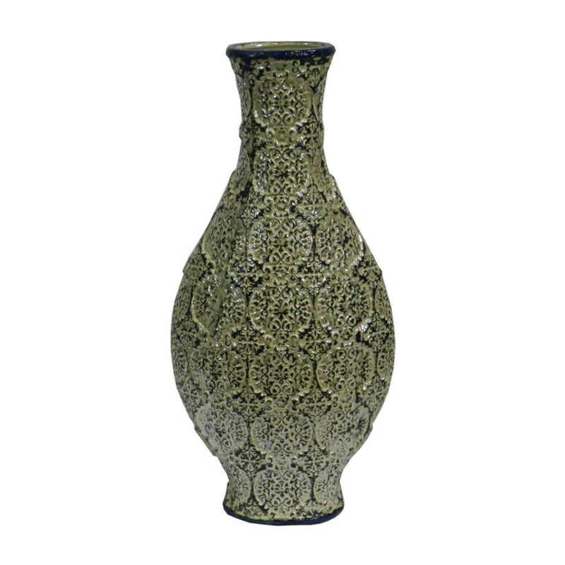 Elegant Green Ceramic Vase - Benzara-vases-Green-Ceramic-Glossy-JadeMoghul Inc.