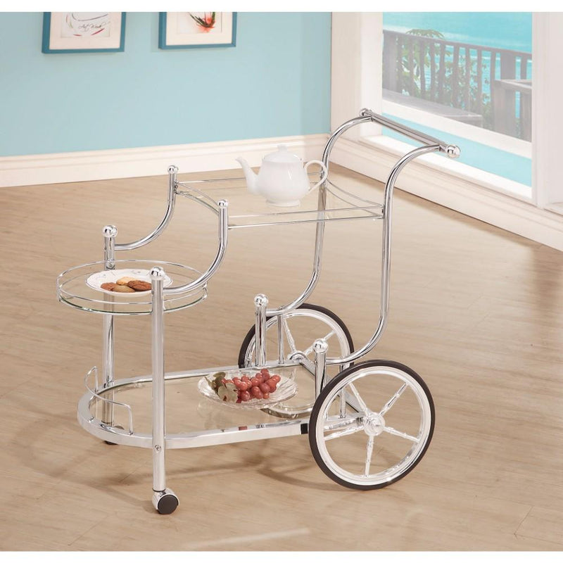 Elegant Metal Frame Serving Cart, Silver-Bar Carts-silver-Metal-JadeMoghul Inc.