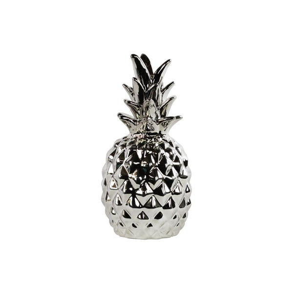 Elegant Pineapple Figurine In Ceramic, Silver-Statues-Silver-Ceramic-JadeMoghul Inc.