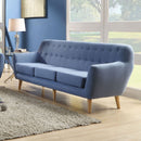 Elegant Pinewood Sofa, Blue Linen-Sofas-Blue-Upholstery Wood Leg-JadeMoghul Inc.