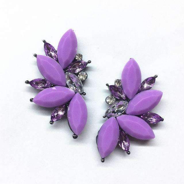 Elegant Rhinestone Crystal Stud Earrings-purple-JadeMoghul Inc.