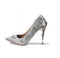Elegant Silk Women Pumps High Heels Rhinestone Flower Wedding Shoes Brand Design Pointed Toe High Heels Shoes SWB0074-gray-6-JadeMoghul Inc.