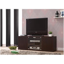 Elegant TV console with Push-to-Open Glass Doors, Brown-Entertainment Centers and Tv Stands-BROWN-HOLLOW BOARD-JadeMoghul Inc.