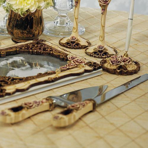 Elegant Vintage Rose Cake Serving Set (Pack of 1)-Wedding Cake Accessories-JadeMoghul Inc.