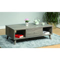 Elegant Wooden Coffee Table With Drawer, Gray-Coffee Tables-Gray-Wood-JadeMoghul Inc.