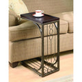 Elegantly Charmed Wood And Metal Snack Table, Brown-Coffee Tables-Brown-Wood and Metal-JadeMoghul Inc.