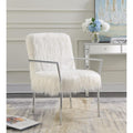 Elegantly Chic Accent Chair, White-Armchairs and Accent Chairs-White-FABRIC-JadeMoghul Inc.