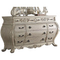 Eleven Drawer Wooden Dresser With Scrolled Feet, Antique White-Bedroom Furniture-White-Wood Veneer-JadeMoghul Inc.