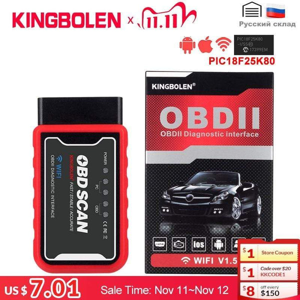 ELM327 WiFi/Bluetooth V1.5 PIC18F25K80 Chip OBDII Diagnostic Tool IPhone/Android ELM 327 V 1.5 ICAR2 OBDSCAN Scanner Code Reader AExp