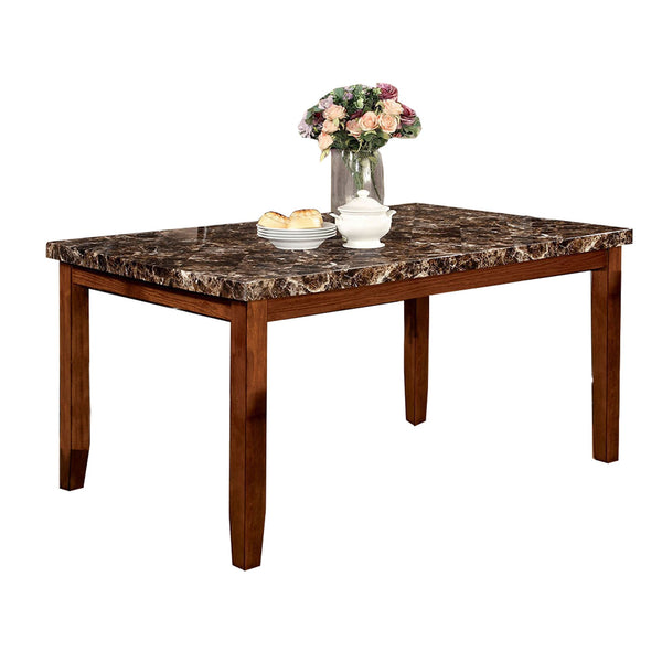 Elmore Oak Finish Dining Table-Dining Tables-Antique Oak-Faux Marble, Solid Wood, Wood Veneer & Others-JadeMoghul Inc.