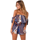 ELSVIOS Women Rompers print lace Jumpsuit Summer Short pleated Overalls Jumpsuit Female chest wrapped strapless Playsuit-04Blue-L-JadeMoghul Inc.