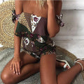 ELSVIOS Women Rompers print lace Jumpsuit Summer Short pleated Overalls Jumpsuit Female chest wrapped strapless Playsuit-04Green-L-JadeMoghul Inc.