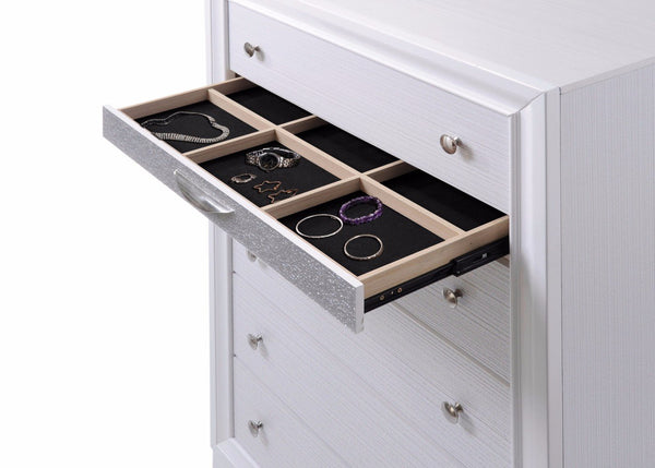 Embellishing Chest, White-Accent Chests and Cabinets-White-Rbw Chipboard D Foil-JadeMoghul Inc.