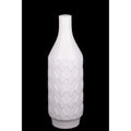 Embossed Diamond Pattern Ceramic Bottle Vase, Medium, White-Vases-White-Ceramic-Matte Finish-JadeMoghul Inc.