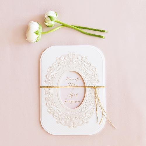 Embossed Pearls and Lace with Aqueous Personalisation - Invitation (Pack of 1)-Weddingstar-JadeMoghul Inc.