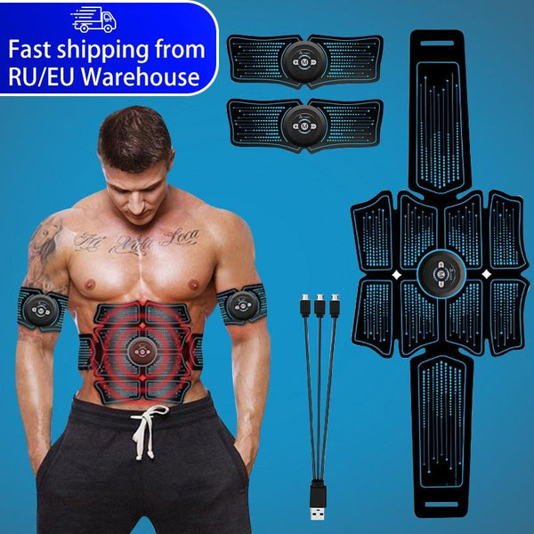 EMS Abdominal Muscle Stimulator Trainer USB Connect Abs Fitness Equipment Training Gear Muscles Electrostimulator Toner Massage AExp
